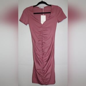 Zara Pink Ruched Dress